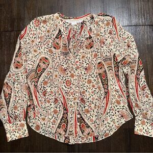 Veronica Beard Marion Silk Paisley Button Front Blouse Size 12